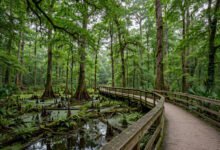 Congaree 最小众国家公园:2.4 英里木板路、蚊子计量表与萤火虫季-美国通