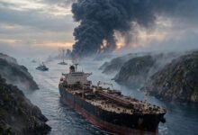 霍尔木兹海峡24小时内两艘超级油轮触雷起火 伊朗革命卫队称海峡已关闭-美国通