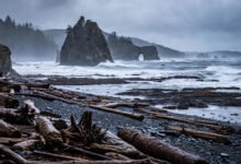 奥林匹克 Rialto Beach：Hole-in-the-Wall 退潮时间表、海蚀柱与风暴观浪全攻略-美国通