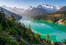 北喀斯喀特Diablo Lake观景点怎么去?蒂亚布洛湖观景点+三条徒步线-美国通